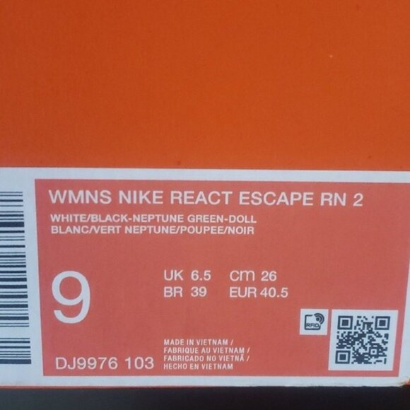 New Nike React Escape Womens White‎ Running Sneakers Size 9 Neutral Training Gym - Picture 9 of 9